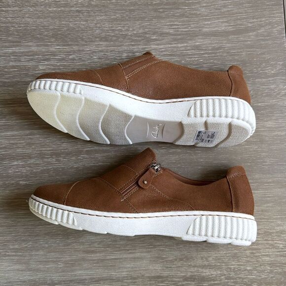 Clarks Collection Caroline Grace Leather Slip-On Sneakers Tan Size‎ 9.5 NWT - Picture 4 of 9